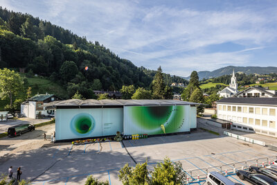Ansicht des "mobilen Pavillon" in Schladming, Foto: Universalmuseum Joanneum/Martin Huber
